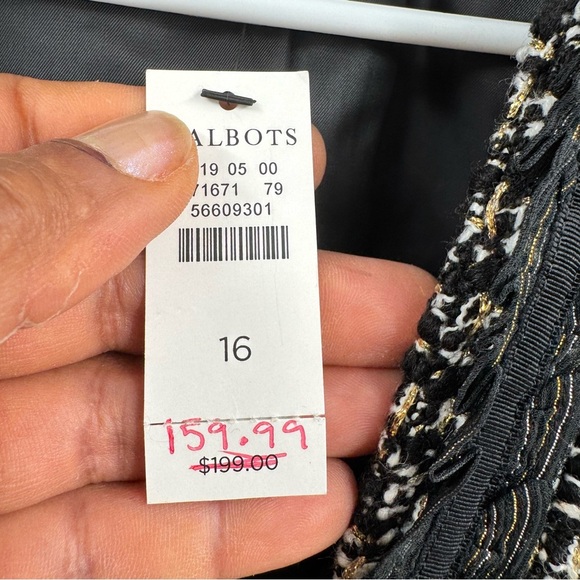 Talbots BRECKENRIDGE TWEED JACKET Women's Black and White Tweed Jacket size 16 - Picture 9 of 12